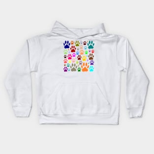 Colorful Dog Paw Prints All Over Kids Hoodie